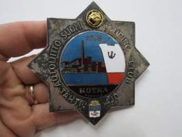 Yleinen Autoliitto - Suomi Touring Club - Tähtiajo, Kotka - Karhula -osanottajamerkki (ei keulamerkki), valmistaja Veljekset Sundqvist