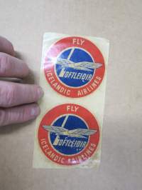 Loftleidir - Fly Icelandic Airlines -baggage stickers 2 pcs -matkalaukkutarra / matkalaukkumerkki 2 kpl