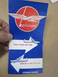 Loftleidir Icelandic Airlines -Norge - Island - New York 1963 -aikataulu
