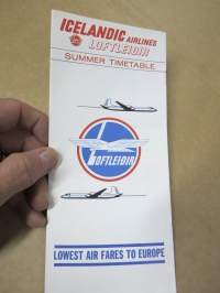 Loftleidir Icelandic Airlines - Summer Timetable 1968 -aikataulu