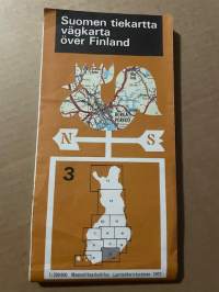 Suomen tiekartta 3 vägkarta över Finland 1972 -road map