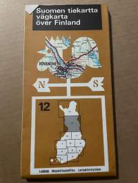Suomen tiekartta 12 vägkarta över Finland 1970 -road map
