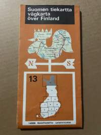 Suomen tiekartta 13 vägkarta över Finland 1970 -road map