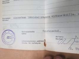 Moottoriajoneuvon käyttölupa, Chevrolet O-2974, Oulun lääni - virkamatkoilla (Oulun lääninhallitus - Sisäasiainministeriön poliisiasiainosasto), 7.1.1947