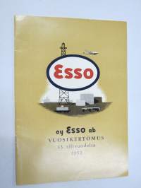 Esso vuosikertomus 33. tilivuodelta 1952 -öljy-yhtiön talous, hienot grafiikat, joitakin valokuvia