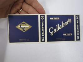 Gallaher´s Medium De Luxe -tupakkaetiketti / laatikko 