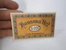 Havanna nr 2 -tupakkaetiketti / laatikko 