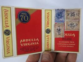 Abdulla Virginia nr 70 Cigarettes -tupakkaetiketti / laatikko 