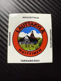 Lauttakylä Huittinen -tarra, matkamuistotarra 1970-luvulta