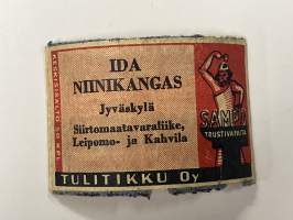 iida Niinikangas, Jyväskylä, Siirtomaatavaraliike, Leipomo ja Kahvila -tulitikkuetiketti