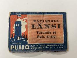 Ravintola Länsi, Turuntie 66 -tulitikkuetiketti