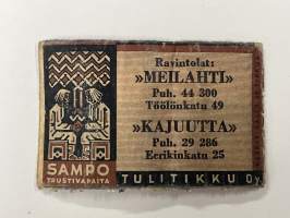 Ravintola Meilahti & Kajuutta, Helsinki -tulitikkuetiketti