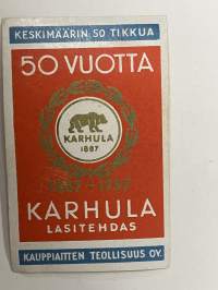 Karhula Lasitehdas 50 vuotta 1887-1937 -tulitikkuetiketti