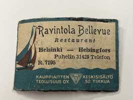 Ravintola - Restaurant Bellevue, Helsinki - Helsingfors -tulitikkuetiketti