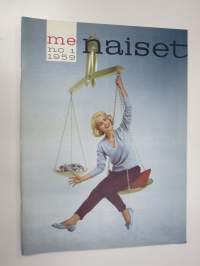 Me Naiset 1959 nr 1, Linnan juhlat (kuvat Caj Bremer), Veljekset Marko Tapio & Kain Tapper, Lapin lapset koulutiellä - Utsjoki, Mitä nuoripari tarvitsee kaappeihinsa