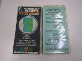 Autoilijan tiekartta 1978 Suomi ja Pohjoiskalotti - Finland och Nordkalotten - Finland and the North Calotte - Finland und Die Nordkalotte -kartta