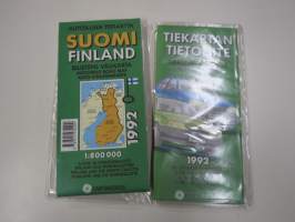 Autoilijan tiekartta 1992 Suomi ja Pohjoiskalotti - Finland och Nordkalotten - Finland and the North Calotte - Finland und Die Nordkalotte -kartta, sisältää liitteen
