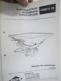 Kuhn Comete ZS Centrifuge / Distriputeur -levitin, varaosaluettelo