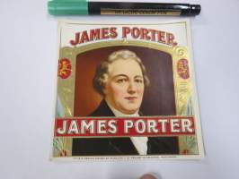 James Porter -sikarietiketti, huomaa kohopainatus