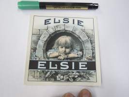 Elsie -sikarietiketti, huomaa kohopainatus