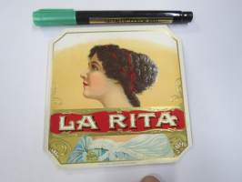 La Rita -sikarietiketti, huomaa kohopainatus