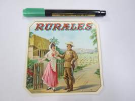 Rurales -sikarietiketti, huomaa kohopainatus