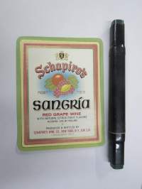 Shapiro´s Sangria - Red Grape Wine - Kosher -viinietiketti, juutalaisen perinteen mukaista viiniä