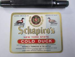 Shapiro´s New York State Cold Duck - Kosher -viinietiketti, juutalaisen perinteen mukaista viiniä