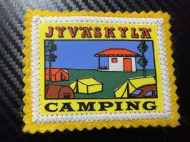 Jyväskylä Camping -kangasmerkki / matkailumerkki / hihamerkki / badge -pohjaväri keltainen