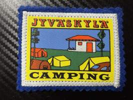 Jyväskylä Camping -kangasmerkki / matkailumerkki / hihamerkki / badge -pohjaväri sininen