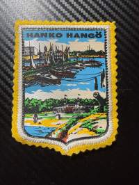 Hanko Hangö -kangasmerkki / matkailumerkki / hihamerkki / badge -pohjaväri keltainen
