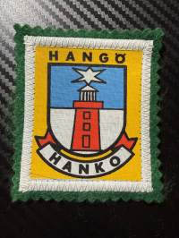 Hanko Hangö -kangasmerkki / matkailumerkki / hihamerkki / badge -pohjaväri vihreä