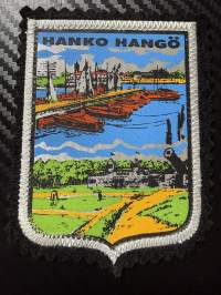 Hanko Hangö -kangasmerkki / matkailumerkki / hihamerkki / badge -pohjaväri musta