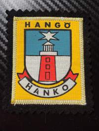 Hanko Hangö -kangasmerkki / matkailumerkki / hihamerkki / badge -pohjaväri musta