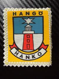 Hanko Hangö -kangasmerkki / matkailumerkki / hihamerkki / badge -pohjaväri valkoinen