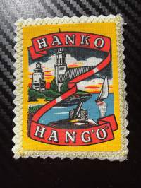 Hanko Hangö -kangasmerkki / matkailumerkki / hihamerkki / badge -pohjaväri valkoinen