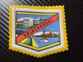 Valkeakoski -kangasmerkki / matkailumerkki / hihamerkki / badge -pohjaväri keltainen