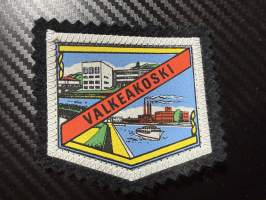 Valkeakoski -kangasmerkki / matkailumerkki / hihamerkki / badge -pohjaväri musta