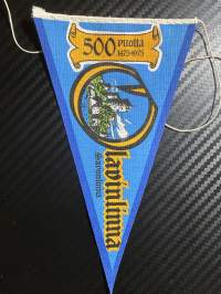500 Vuotta 1475-1975 Lapinlinna Savonlinna -matkailuviiri, pikkukoko / souvenier pennant