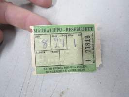 Matkalippu / Resebiljett -matkalippu 1930-luvulta, tunnistamaton