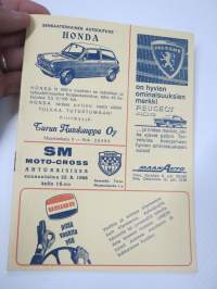 SM Moto-Cross joukkuekilpailu Artukaisissa 25.8.1968 -käsiohjelma