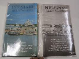 Helsinki - Helsingfors 1987 opaskartta + erillinen hakemisto / guidekarta / tourist map / plan de villa / stadtplan / plan goroda 1:20 000
