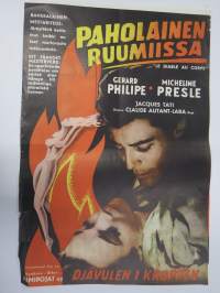 Paholainen ruumiissa - Djävulen i kroppen, ohjaus Jacques Tati & Claude Autant-Lara, pääosissa Gerard Philipe, Micheline Presle -elokuvajuliste