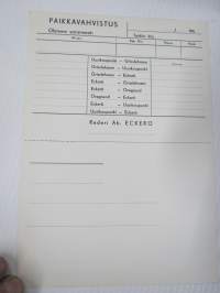 Eckerölinjen Henkilölippu nr 452 Uusikaupunki-Grisslehamn-Eckerö-Öregrund, paikkavahvistuslomake (lähetetty asiakkaalle ja toinen osa jäänyt konttoriin