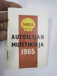 Shell autoilijan muistikirja 1965, sisältää huoltoasema- ja myyntipisteluettelon
