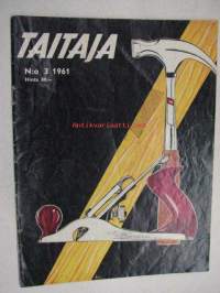 Taitaja 1961 nr 3 aiheita: sähkölennokki, SE-5 Viper, leikkikalutrukki, jonka sisällä säilytystilaa. Nuottiteline, retkipöytä (matkalaukkumallinen, tuolit