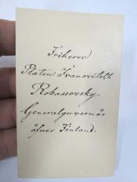 Vapaaherra, Kenraalikuvernööri Platon Rokossovsky -visiittikorttivalokuva,  CDV, myyntikuva, ei kuvaamotietoja