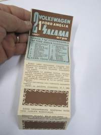 2 Volkswagen - 1 Ford Anglia / Salama-arpa / Maalaisliitto ry arpalipuke