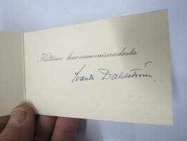 Svante Dahlström -nimikirjoitus kiitoskortilla