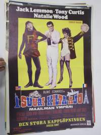 Suuri kilpa-ajo maailman ympäri, pääosissa Jack Lemmon, Tony Curtis, Natalie Wood -elokuvajuliste